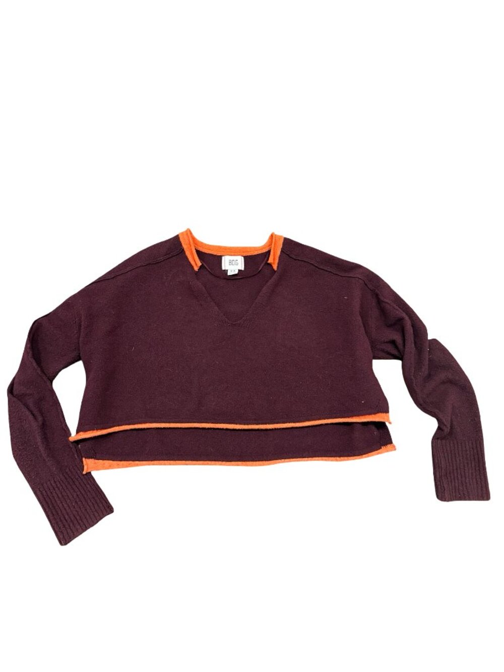 BDG Cardiff Notch Neck Cropped Oversized Sweater